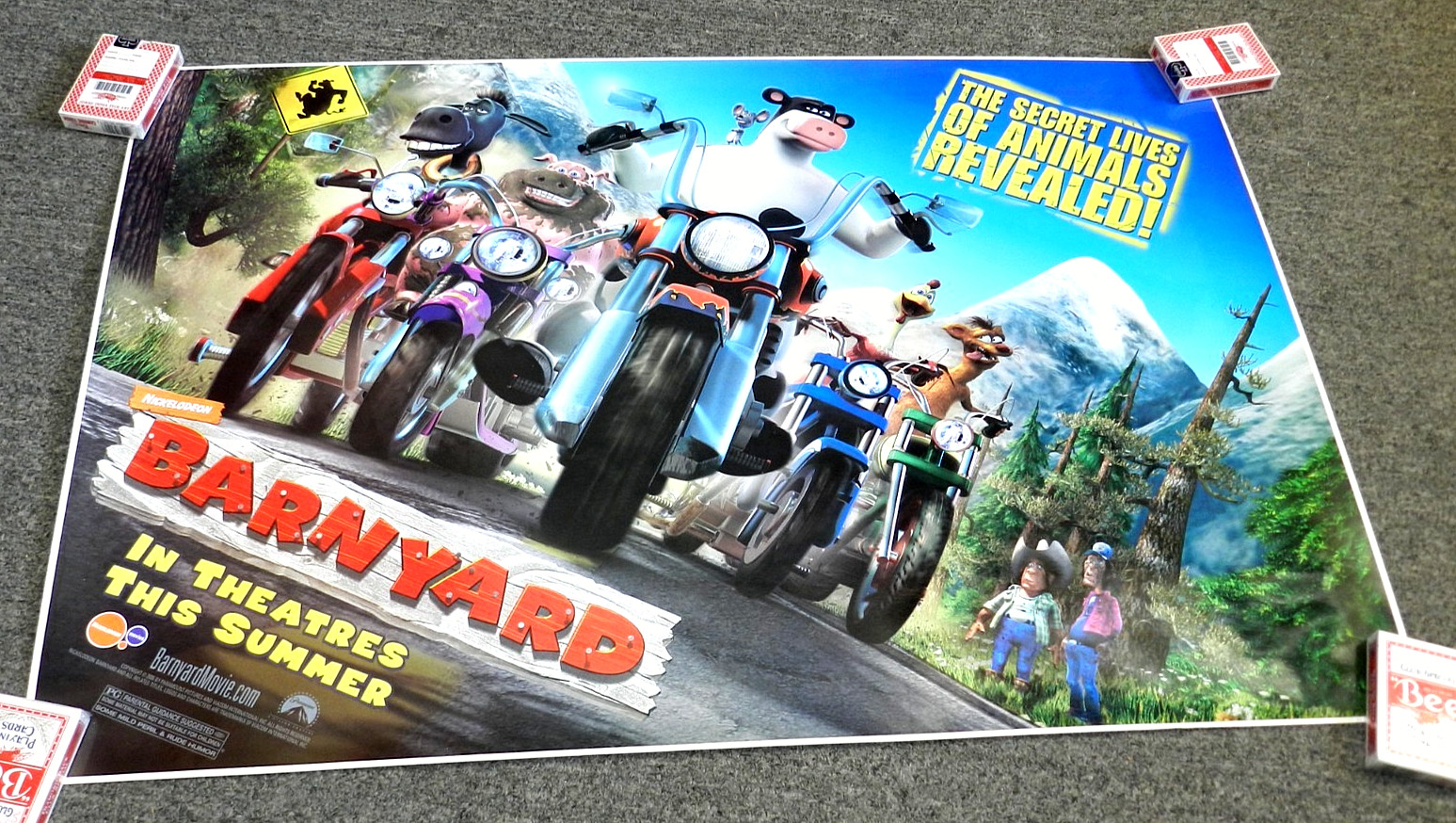 BARNYARD MOVIE THEATER DISPLAY WINDOW STICKER ADVERTISING LARGE 36″ x 24″