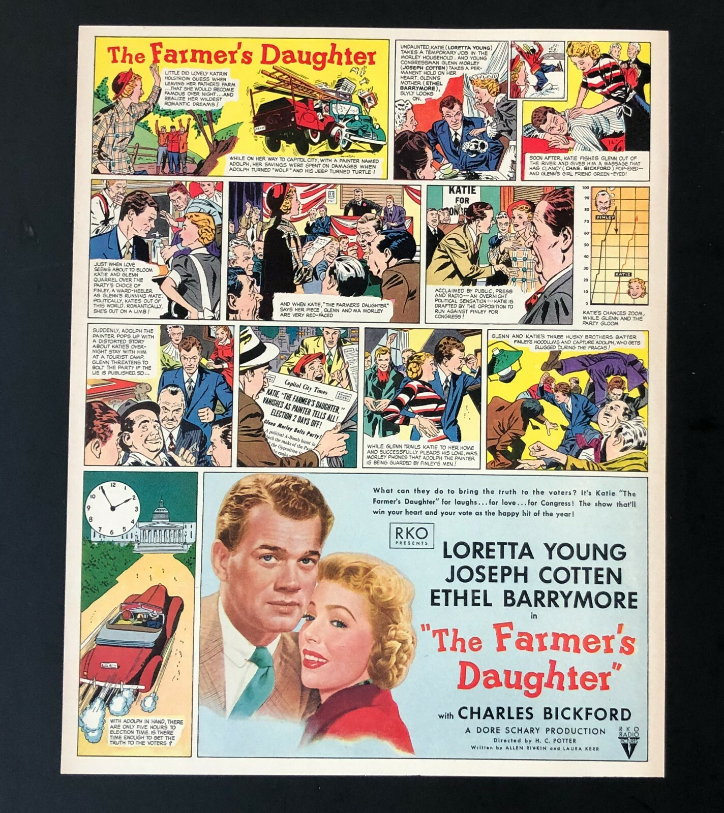 1947 The Farmers Daughter Movie Advertisement Comic Barrymore Young Print AD
