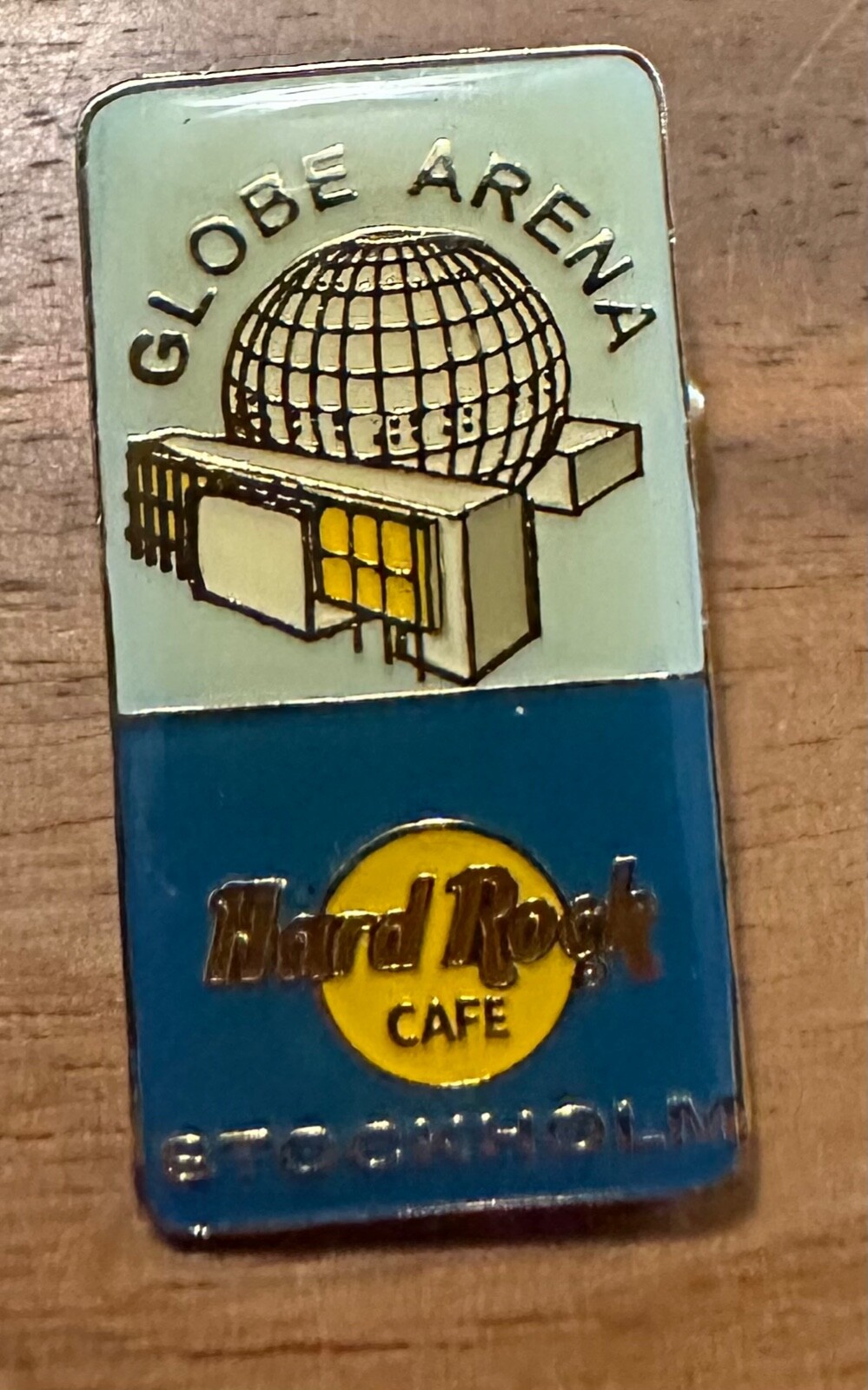 Hard Rock Cafe STOCKHOLM 1990s GLOBE ARENA Rectangular Enamel PIN