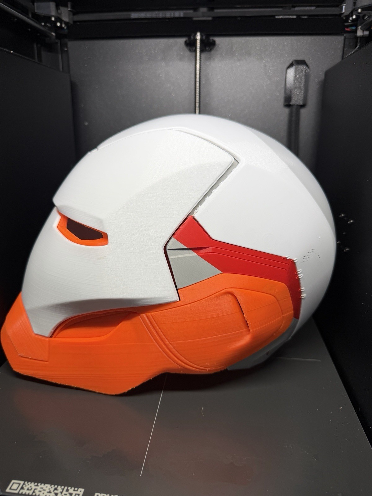 3D Printed Iron Man Helmet Raw PLA Kit 3‑Piece Fits 24” Head AS‑IS