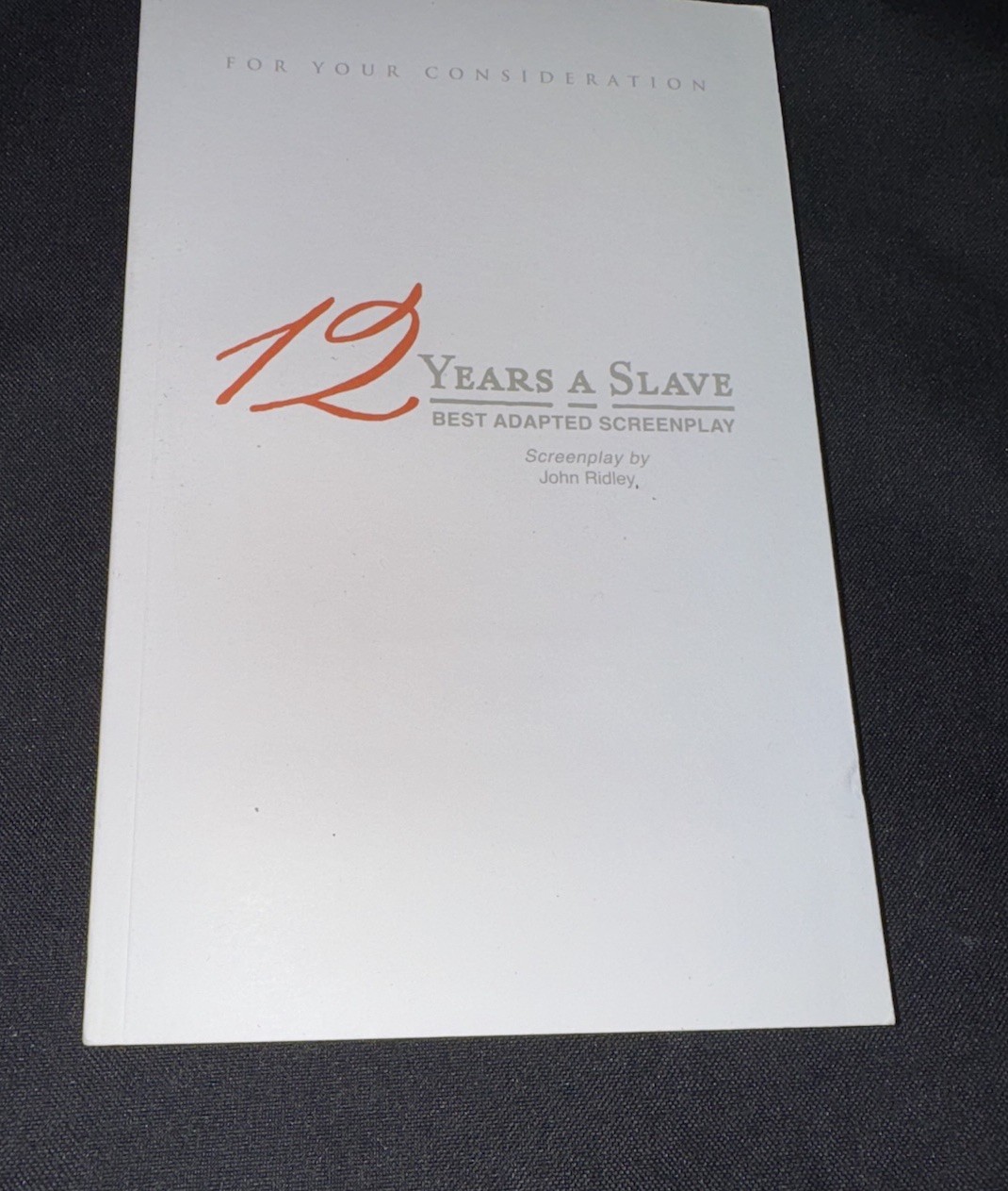 12 Years A Slave FYC Script Screenplay John Ridley Promo Promotional Book