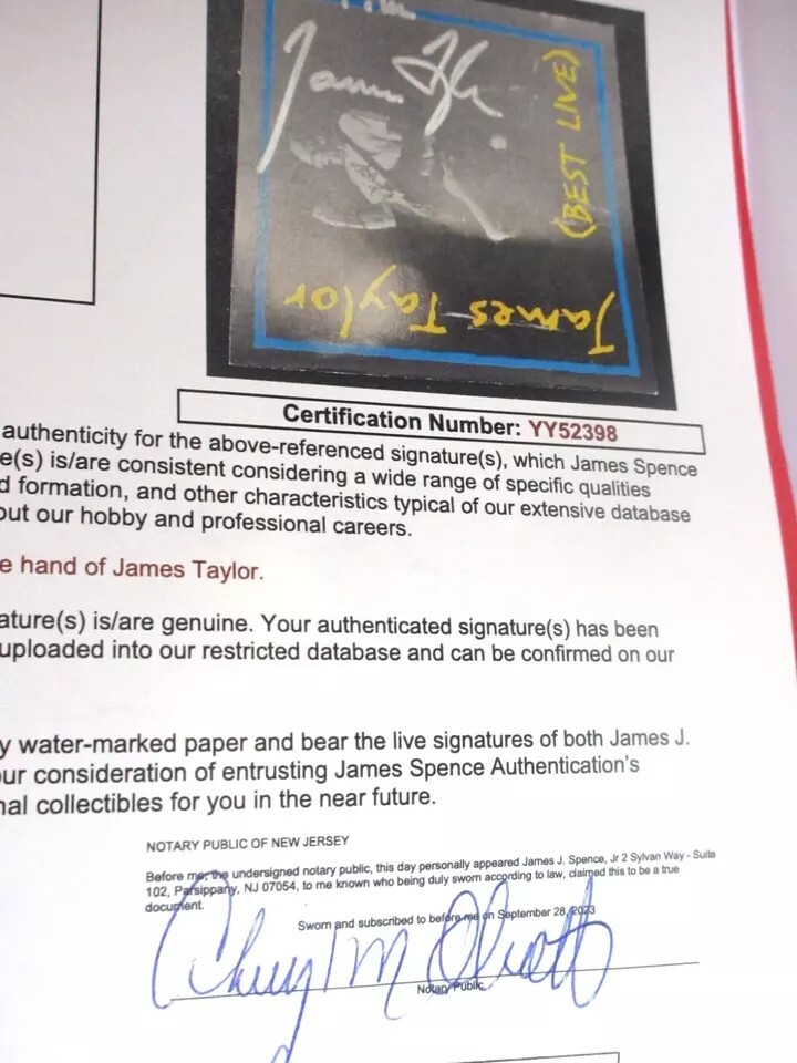 James Taylor JSA Signed Autograph CD Booklet Best Live