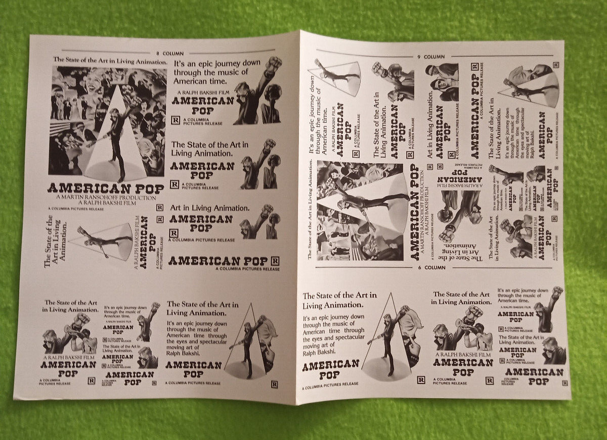 “American Pop” Original Movie Mini Ad Clip Art 1981 (uncut)