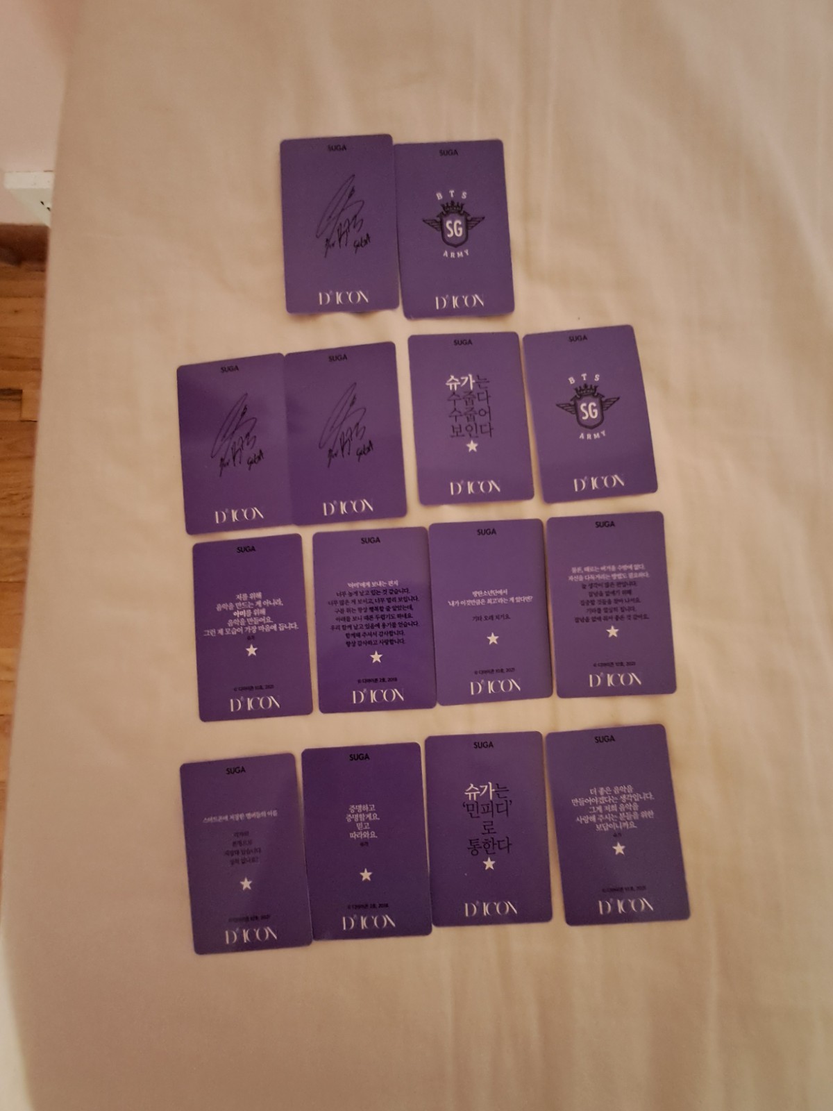 Official BTS DICON Photocard 101 Rare Suga/Yoongi Full Photocards PC Set lot