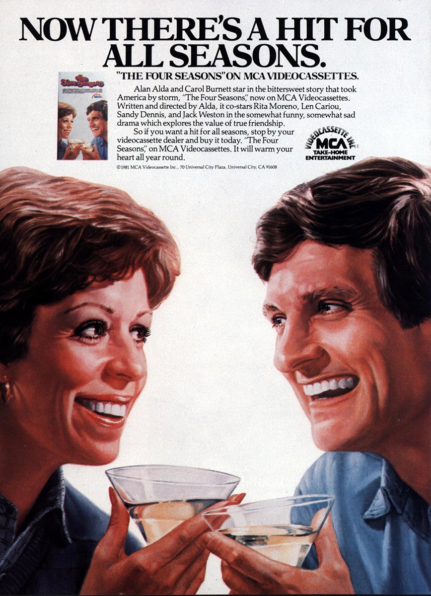 1981 The Four Seasons Video Promo: Carol Burnett, Alan Alda Vintage Print Ad