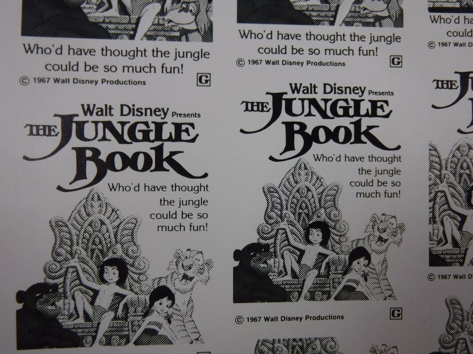 THE JUNGLE BOOK Movie Mini Ad Sheet Promo Vintage Advertising Poster Walt Disney