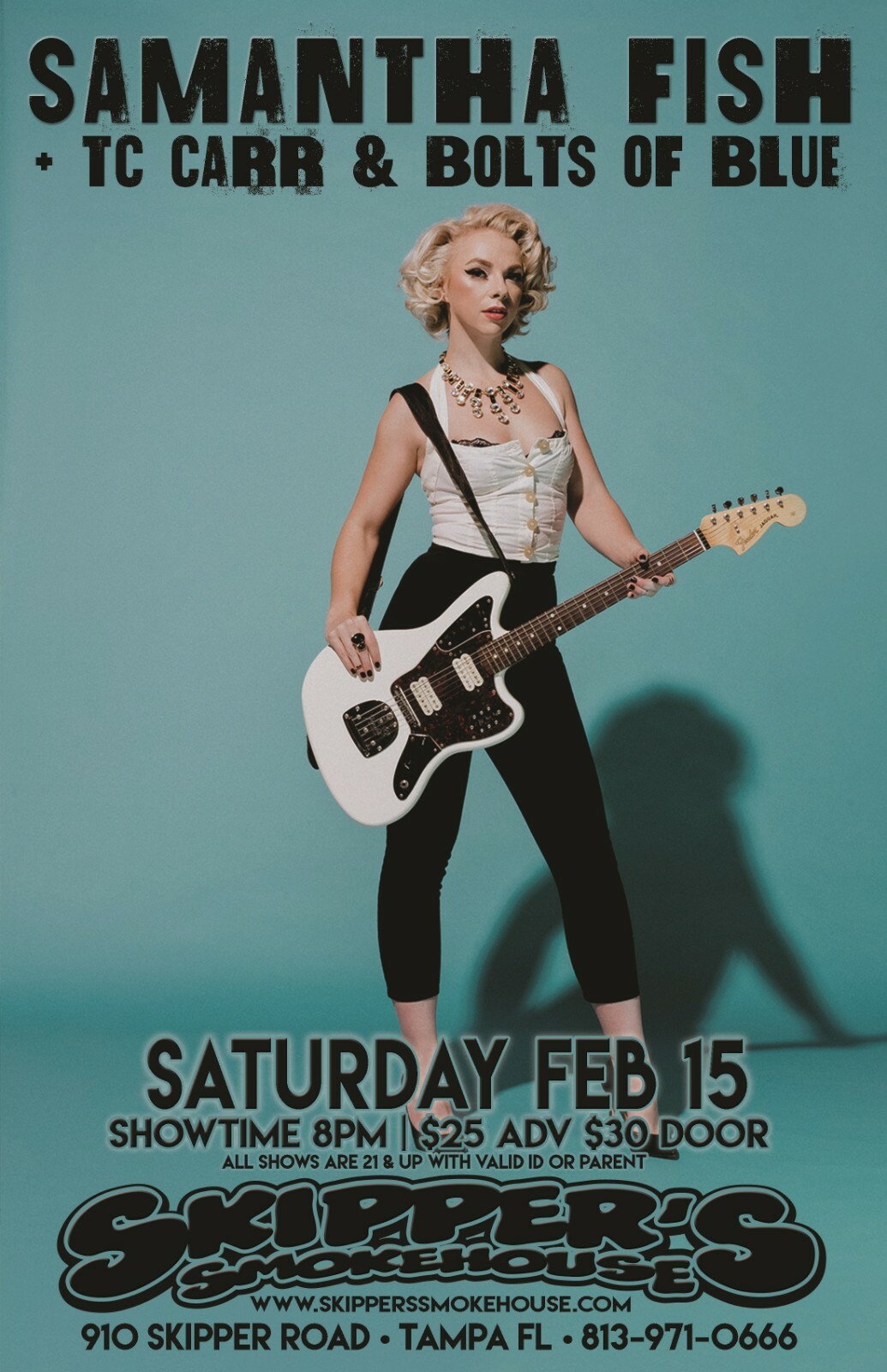 SAMANTHA FISH / TC CARR 2019 TAMPA CONCERT TOUR POSTER- Blues, Roots Rock