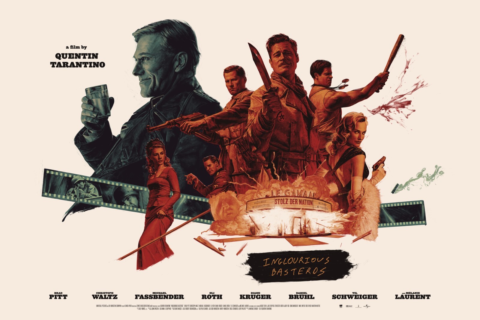 Inglourious Basterds Screen Printed Poster by Alexey Kot, regular