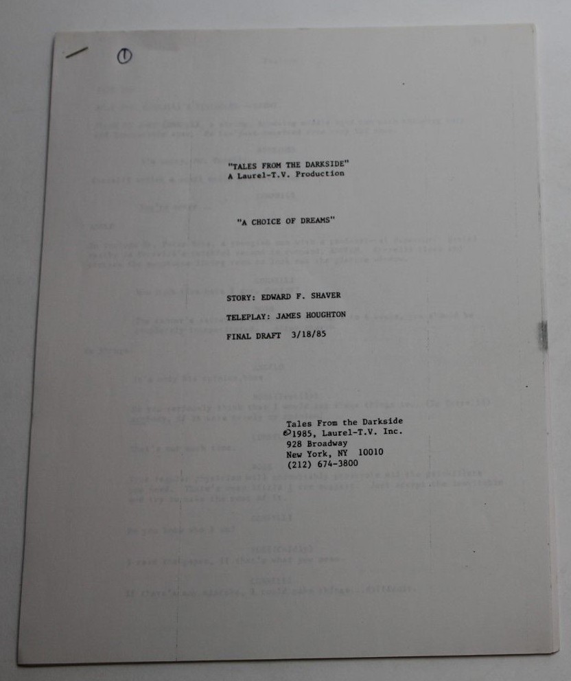 TALES FROM THE DARKSIDE / 1985 Original Season 2 TV Show Script 2x Agency Drafts
