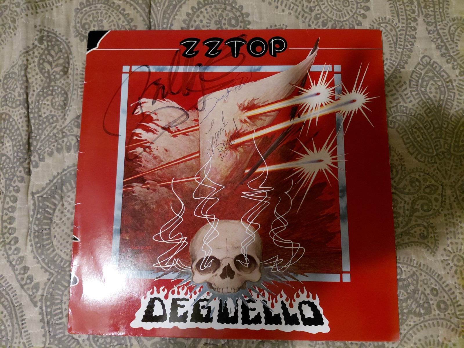 ZZ Top Billy Gibbons Dusty Hill Frank Beard signed Deguello LP JSA LOA