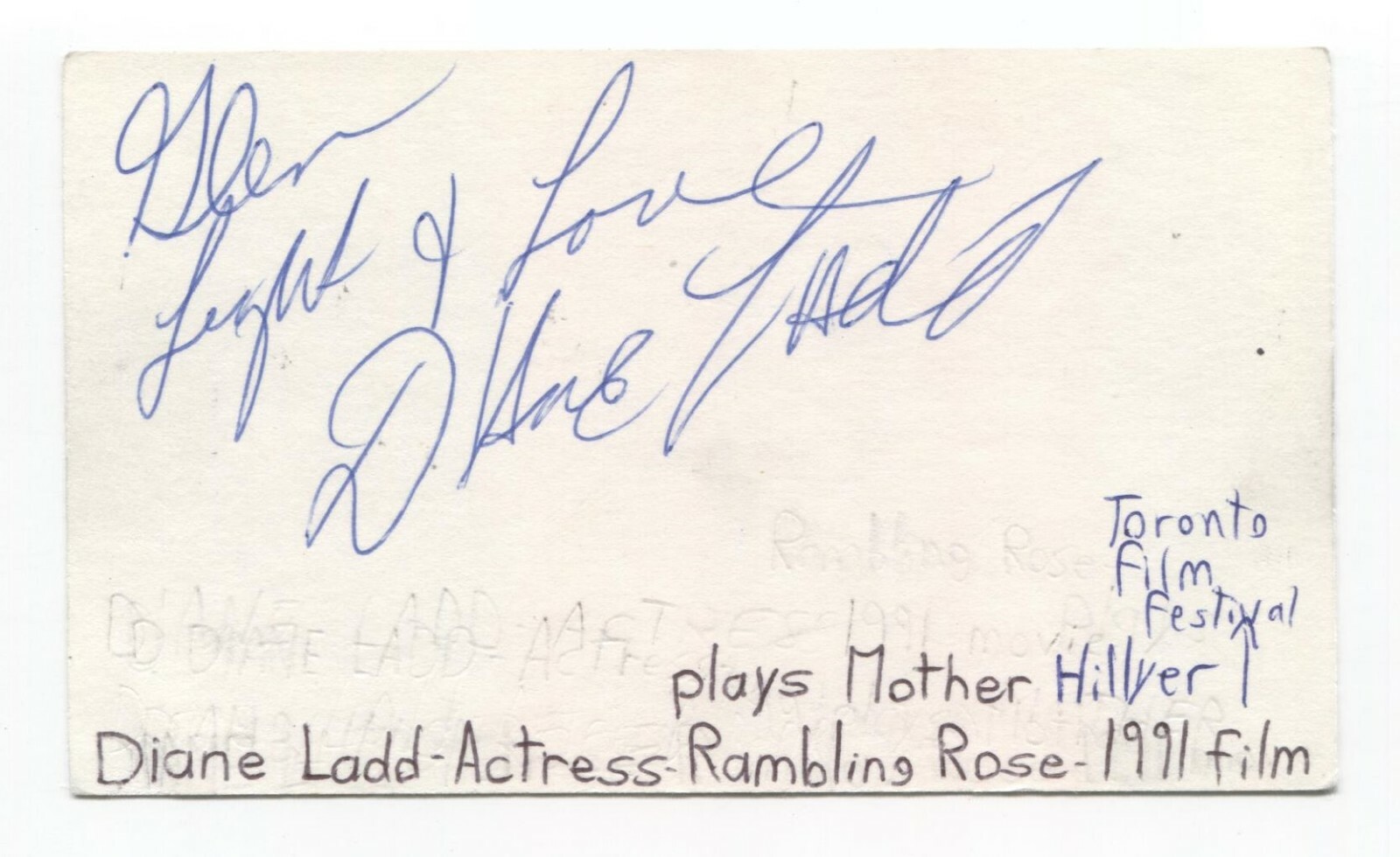 Diane Ladd Signed 3×5 Index Card Autographed Signature Actress Chinatown