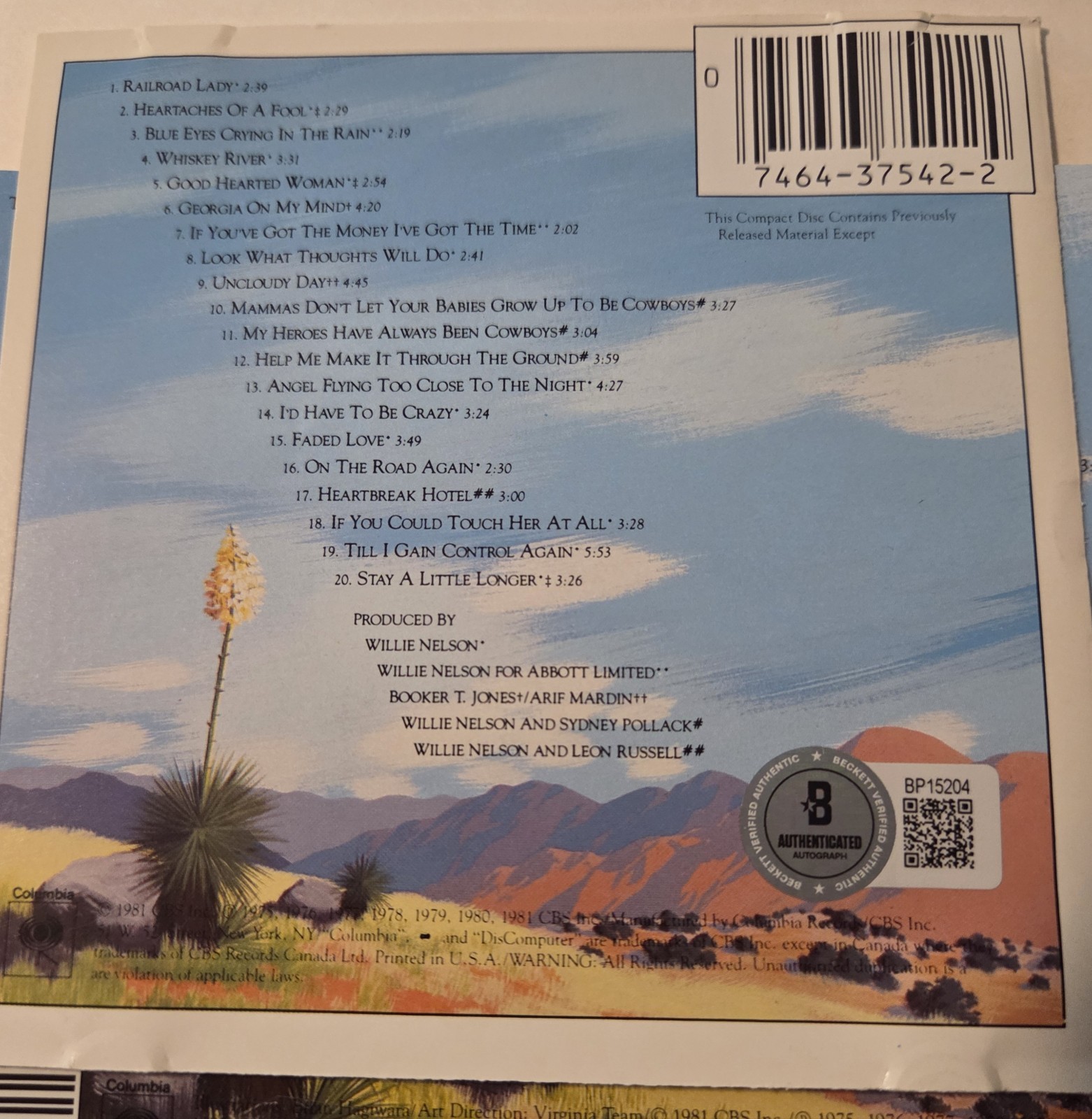 WILLIE NELSON SIGNED CD DISPLAY BECKETT BAS COA COUNTRY MUSIC SINGER AUTOGRAPHED
