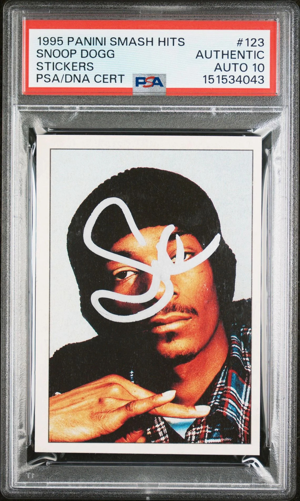 1995 Panini Smash Hits Stickers #123 Snoop Dogg Signed Auto PSA/DNA 10 Gem Mint