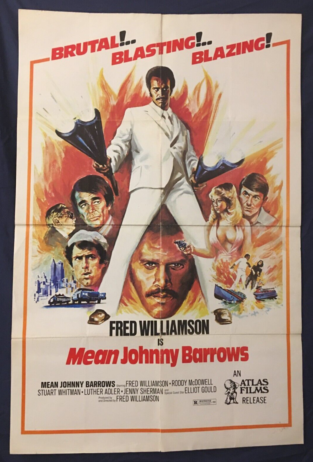 BLAXPLOITATION MOVIE POSTER “MEAN JOHNNY BARROWS” STARRING FRED WILLIAMSON