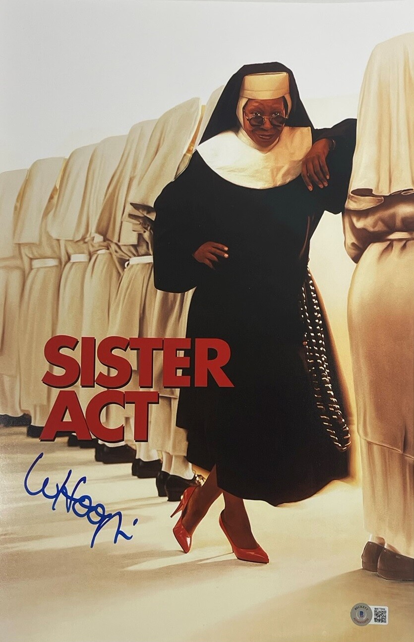 WHOOPI GOLDBERG SIGNED 12X18 PHOTO SISTER ACT AUTHENTIC AUTOGRAPH BECKETT COA