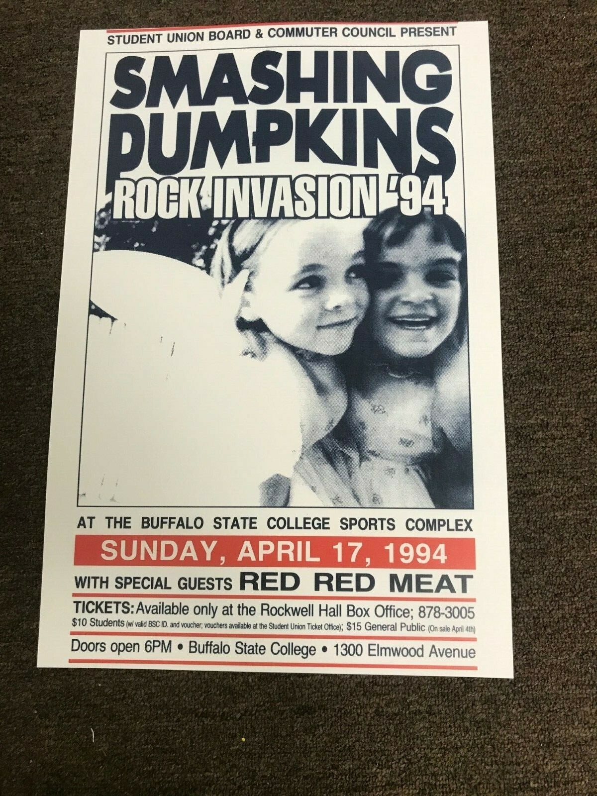 Smashing Pumpkins 1994 Buffalo New York Cardstock Concert Poster 12×18