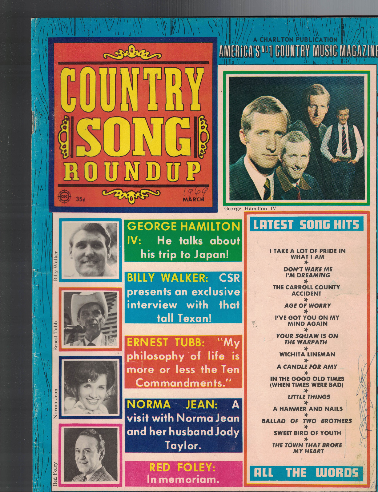 Country Song Roundup March 1969 George Hamilton IV Ernest Tubb Red Foley