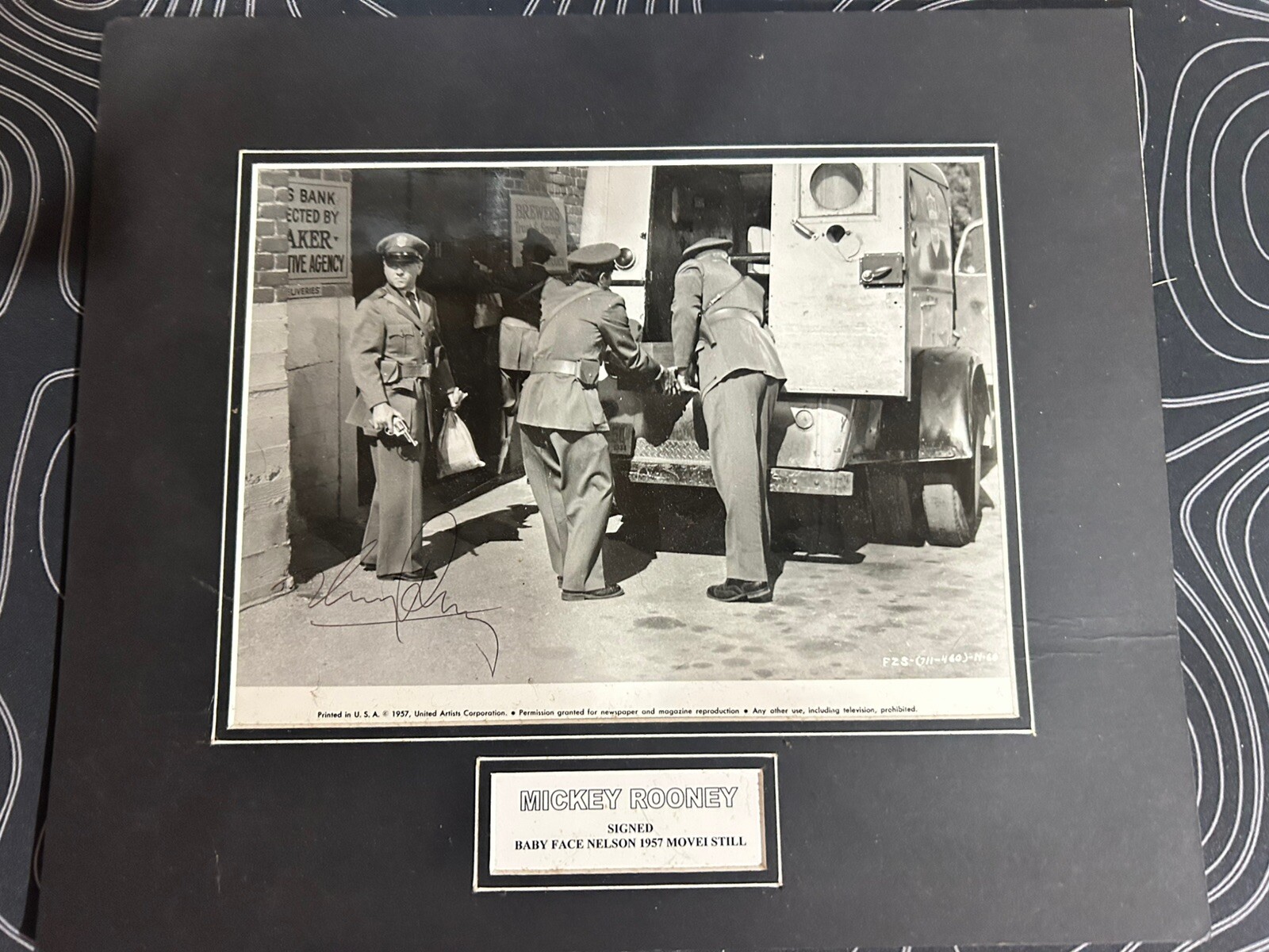 MICKEY ROONEY – Movie Still, “BABY FACE NELSON” – SIGNED Framed 13” X 11” No COA