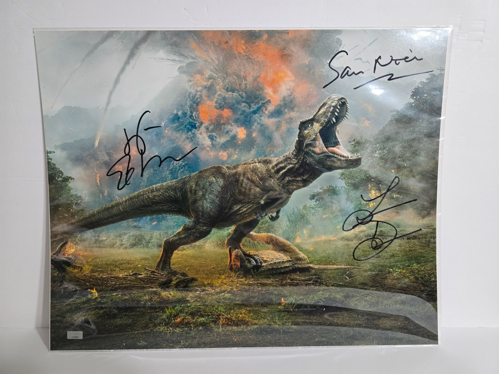SAM NEILL JEFF GOLDBLUM LAURA DERN SIGNED JURASSIC WORLD T-REX 16×20 PHOTO NEW