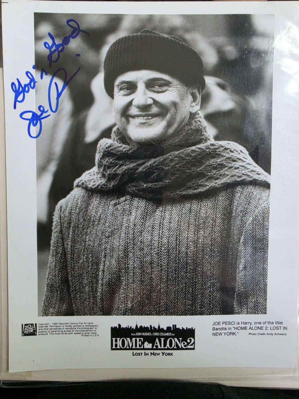 1994 Joe Pesci Signed Autographed Home Alone 2 Photo