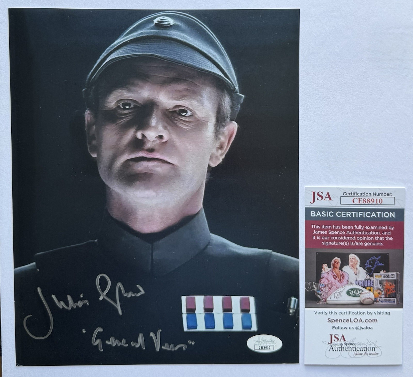 JULIAN GLOVER SIGNED AUTOGRAPH “STAR WARS” 8X10 PHOTO +JSA COA