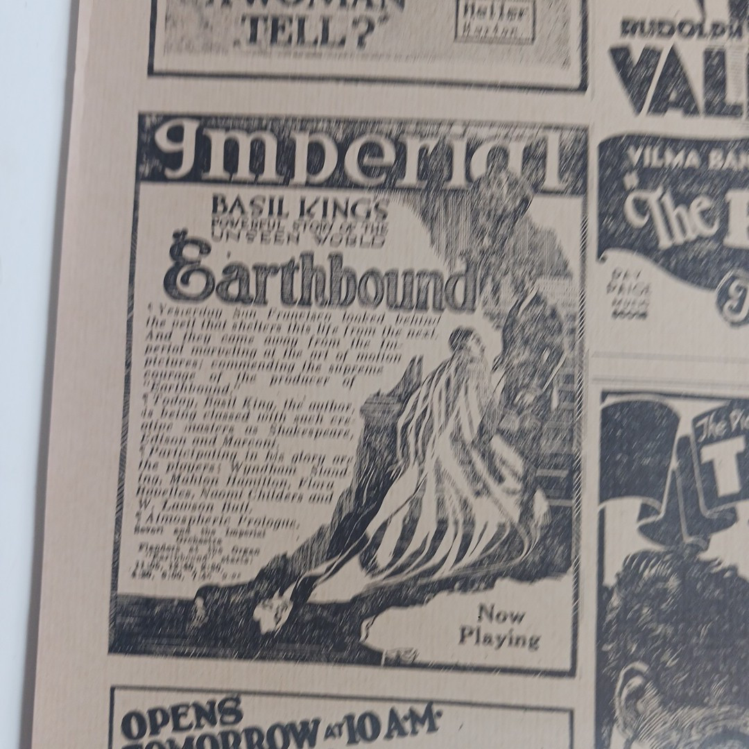 Antique Vintage Newspaper 1920s Movie Collage Advertisement Poster San Francisco
