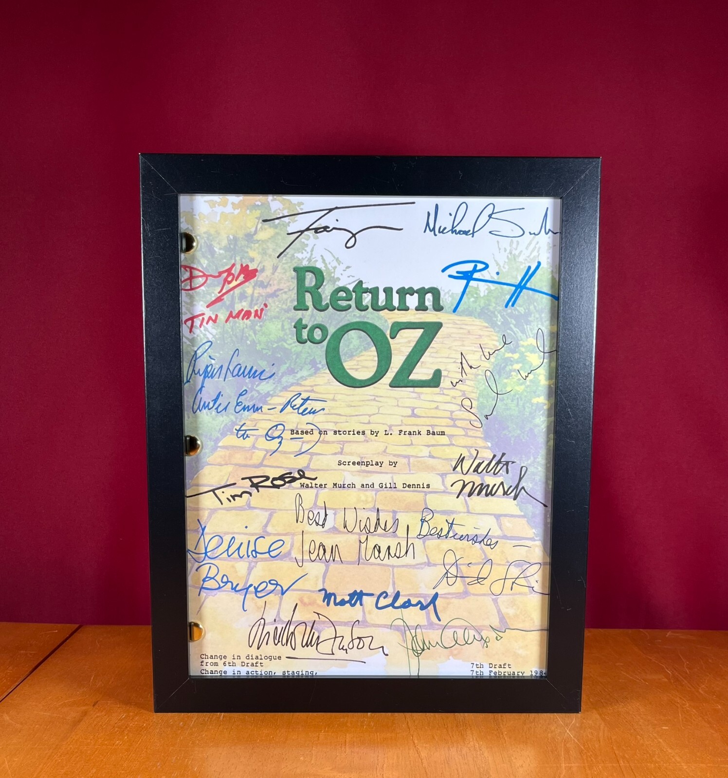 Return to Oz Script Signed- Autograph Reprints- Wizard of Oz Sequel