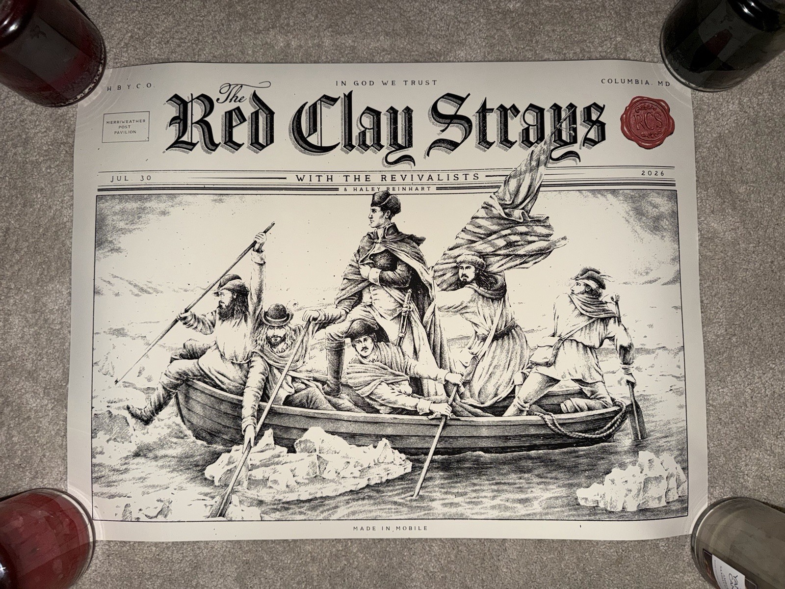 Red Clay Strays Official Show Poster – Columbia, MD 7/30/2026 (#/200)