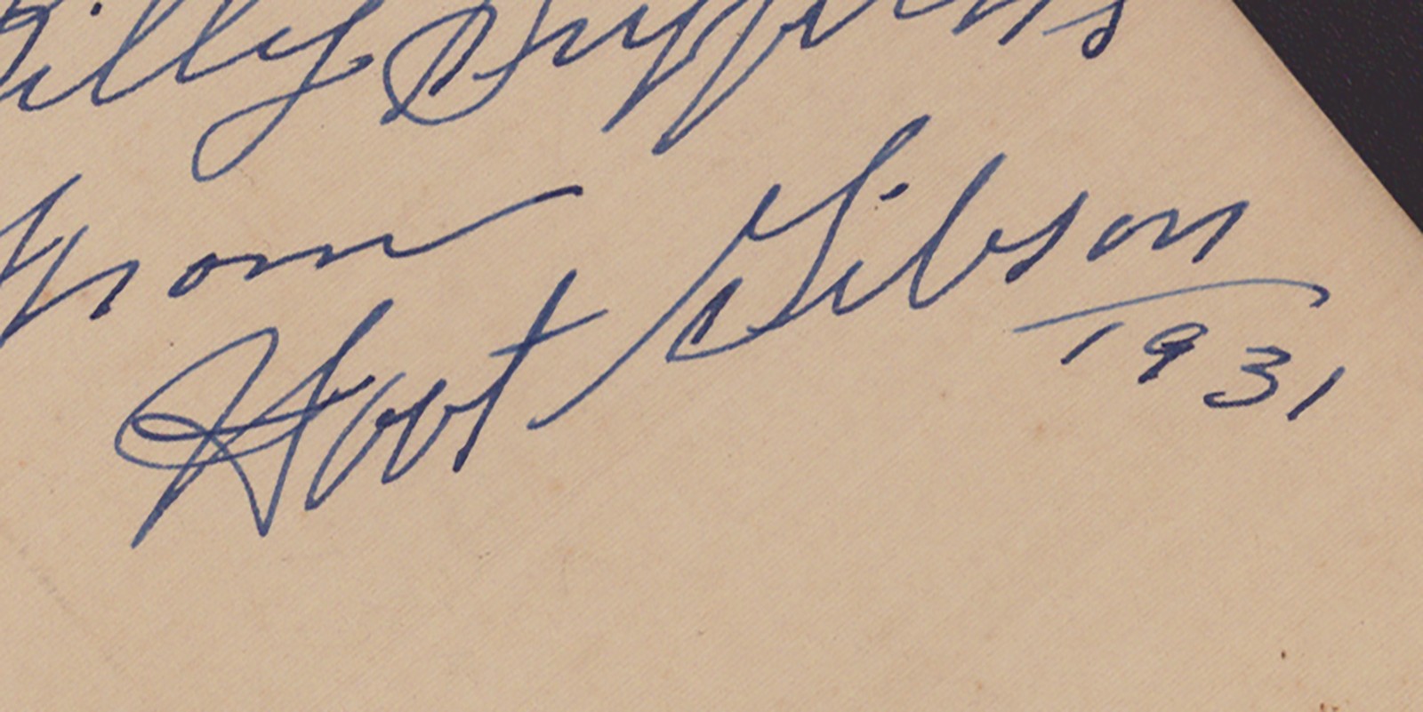 HOOT (EDMUND) GIBSON – AUTOGRAPH NOTE SIGNED 1931