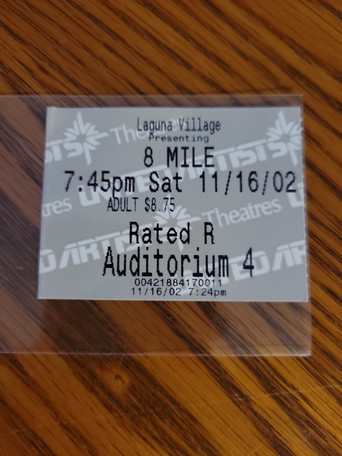 2002 8 Mile Original Movie Ticket Stub Eminem Film Debut Musical Drama