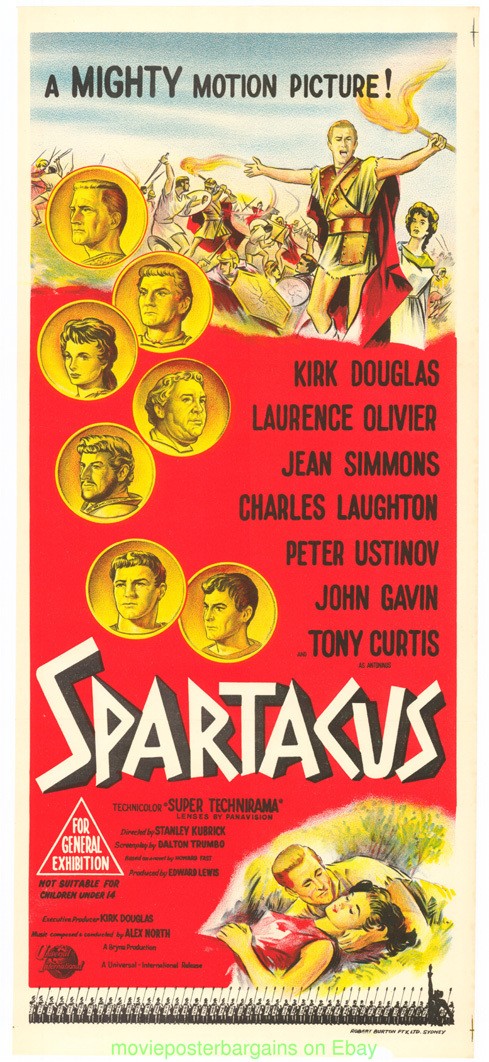 SPARTACUS MOVIE POSTER 1960 KIRK DOUGLAS Original Australian Daybill Size 13×30