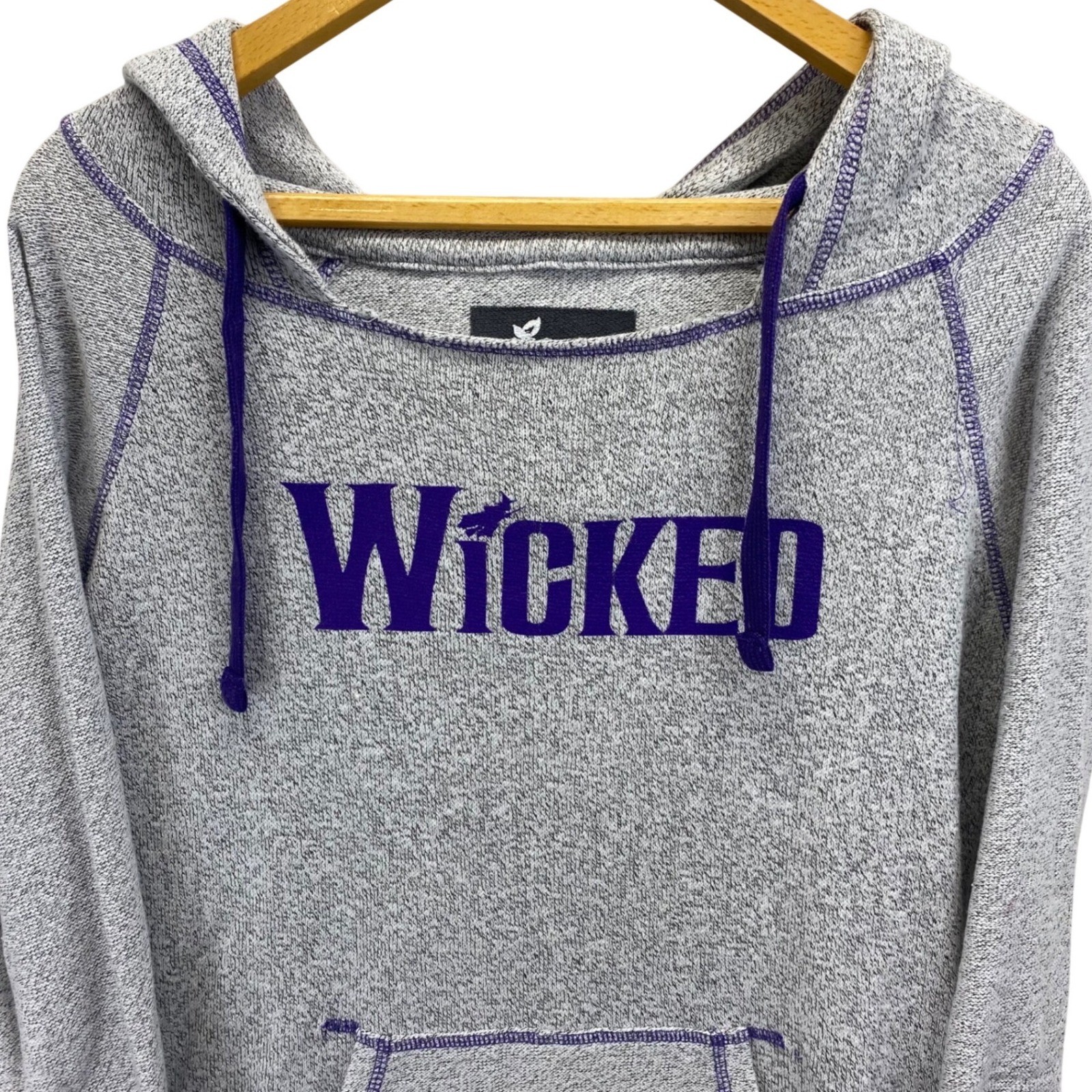 Wicked Musical Grey Purple Logo Hoodie Sweatshirt Pullover Women’s Small