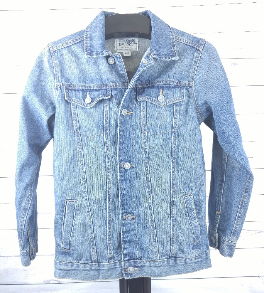 Children’s Place Denim Trucker Jacket Kids Sz Large 10/12 Unisex (hg)