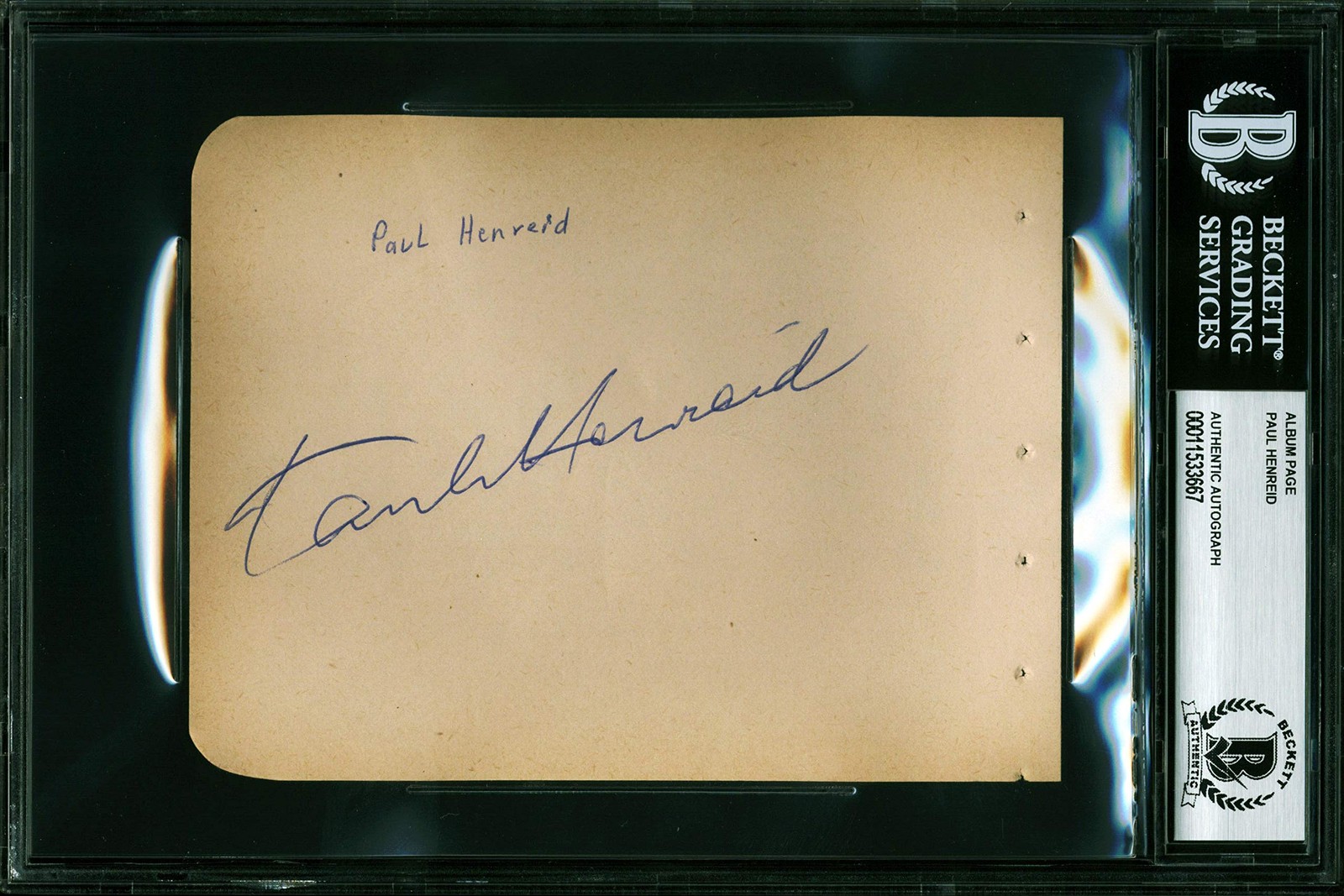 Paul Henreid Casablanca Authentic Signed 4.5×5.75 Album Page BAS Slabbed