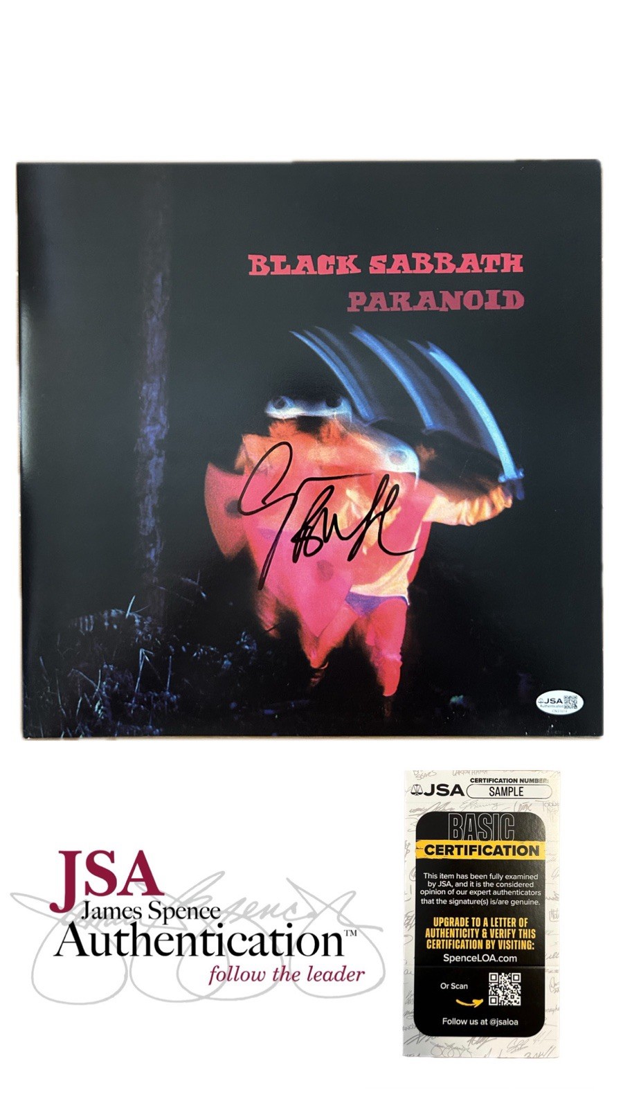 Geezer Butler Paranoid Black Sabbath Vinyl Record LP With JSA Certification