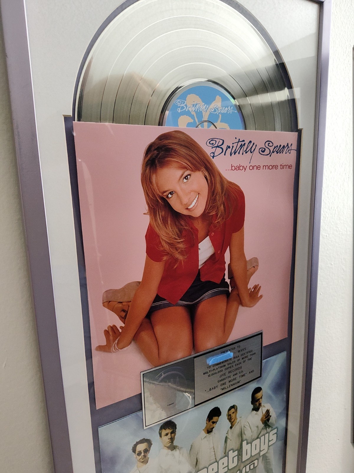 BACKSTREET BOYS & BRITNEY SPEARS RIAA 12M Platinum Record Award DUEL 16X39