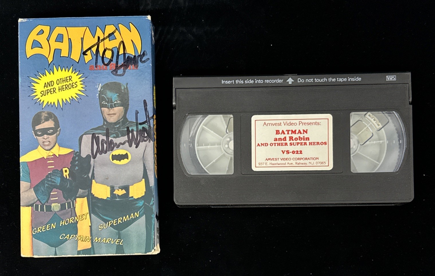 Batman & Robin MULTI SIGNED VHS Cassette Cover 5 sigs West Gorshin Newmar Craig