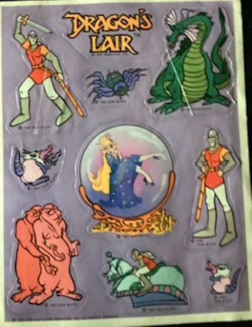 Dragon’s Lair Don Bluth Character Sticker Sheet Fantasy Arcade – 1983