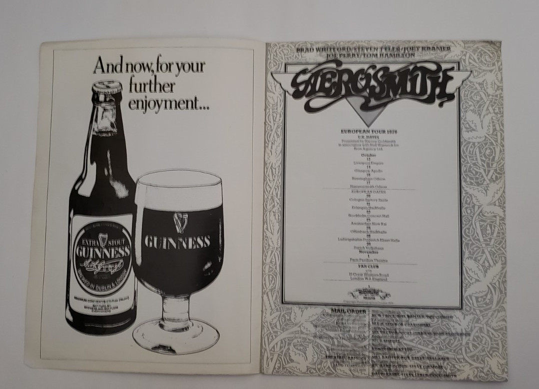 AEROSMITH: Rare 1976 ROCKS UK & Europe Tour Program: Almost Mint