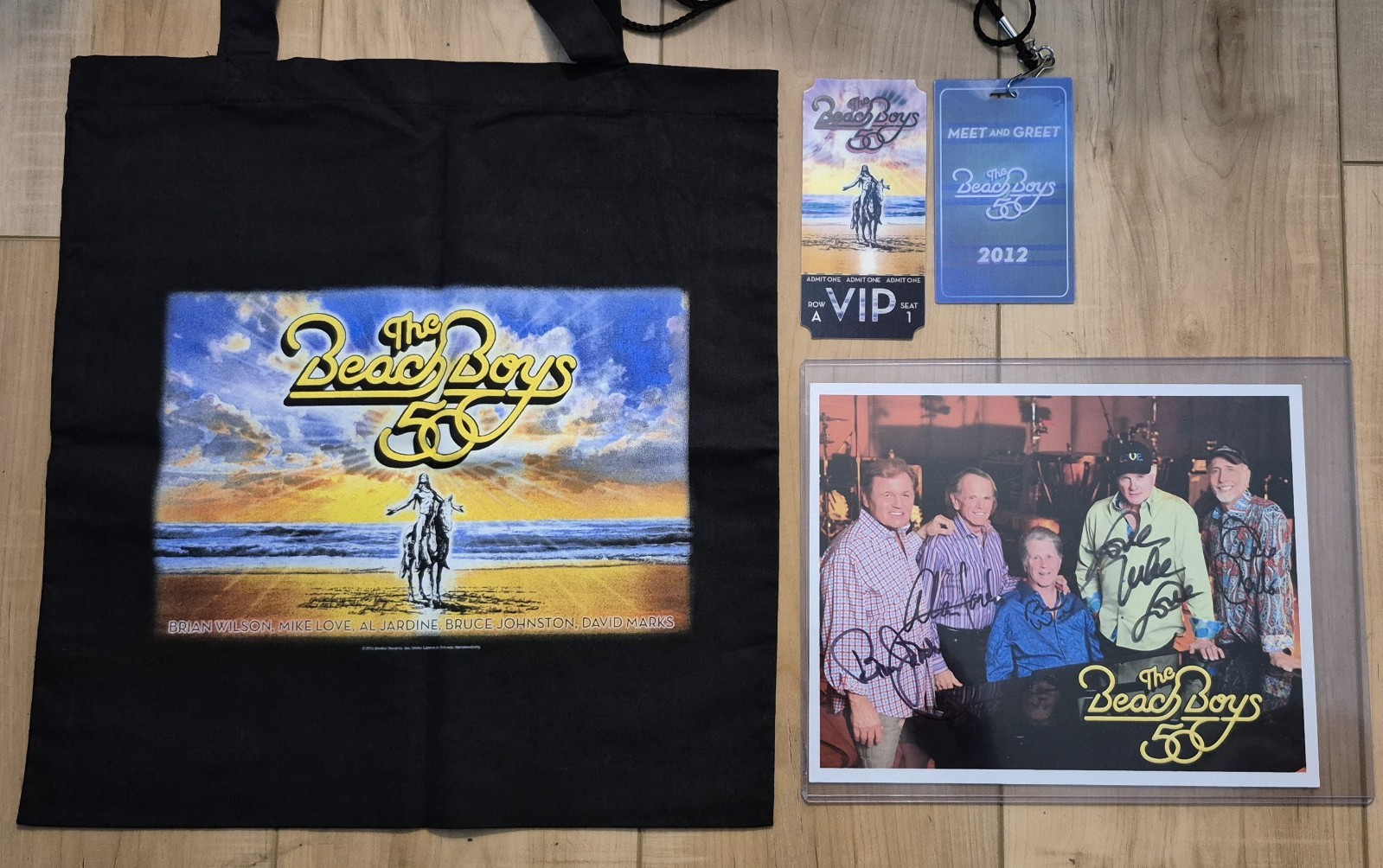 The Beach Boys Signed Photo Meet & Greet All 5! 2012 50 Reunion PNC Brian Wilson