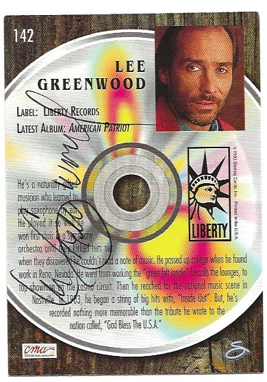 Lee Greenwood Signed Liberty Records Country Gold Trading Card 142 Autograph COA