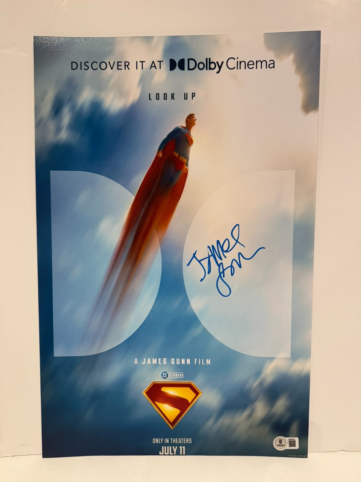 JAMES GUNN SIGNED 11X17 SUPERMAN PHOTO DIRECTOR DC COMICS AUTO BECKETT BAS COA