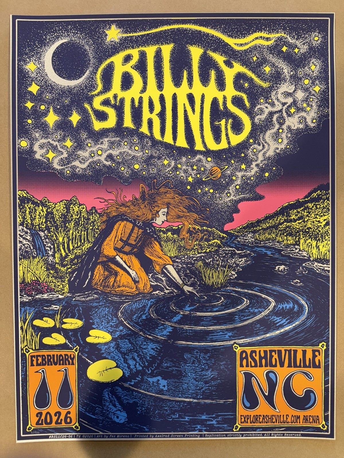 Billy Strings Poster Regular 2/11/26 Asheville, NC – Fez Moreno – SE #8/500 M/NM