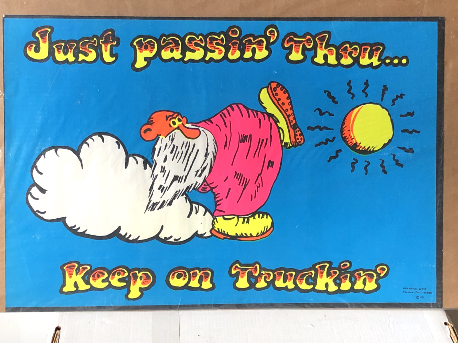 Just Passin’ Thru Keep On Truckin’ Original Vintage 1970s Nice