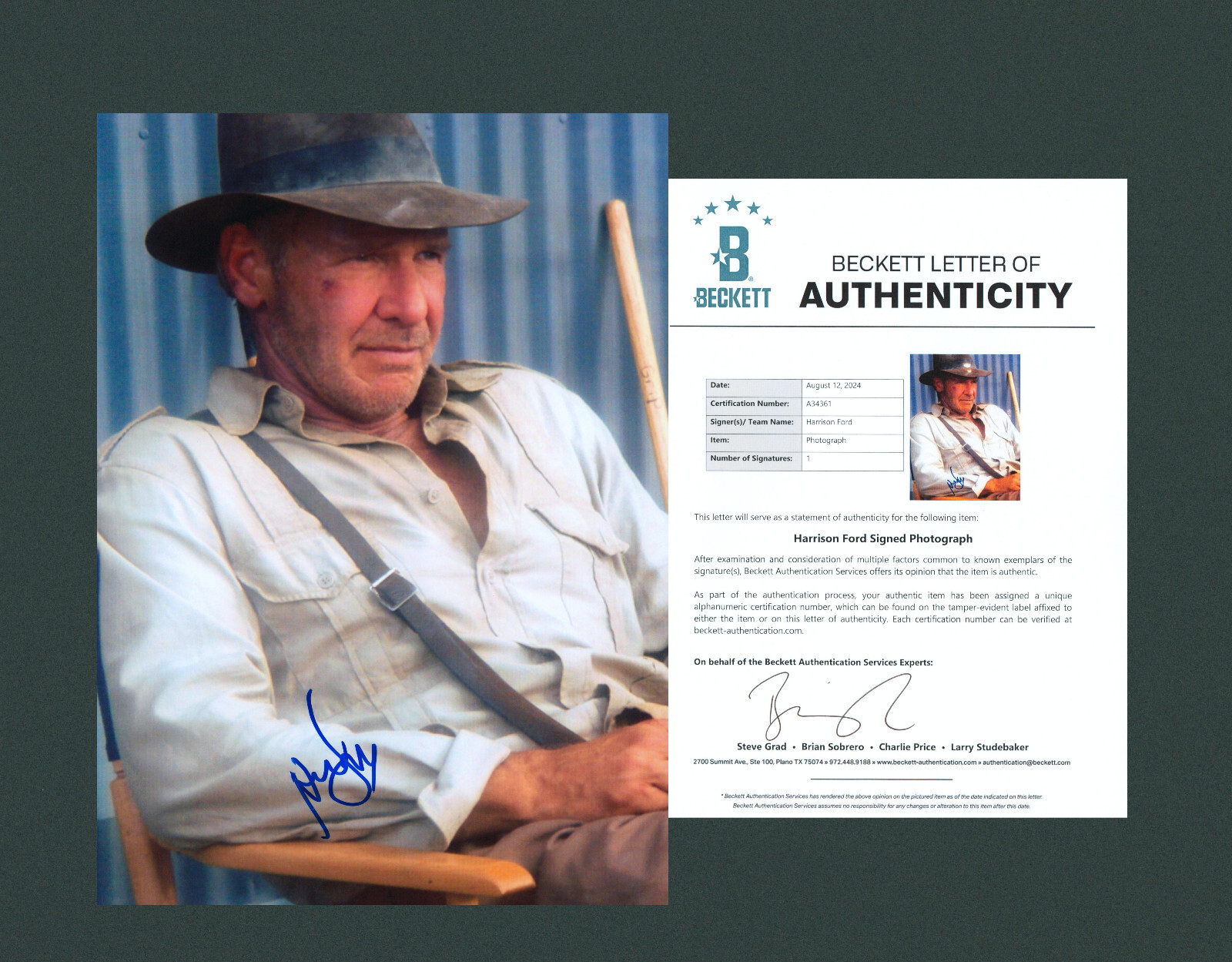 Harrison Ford Signed BAS LOA COA Autographed 10X14 Indiana Jones Photo Auto