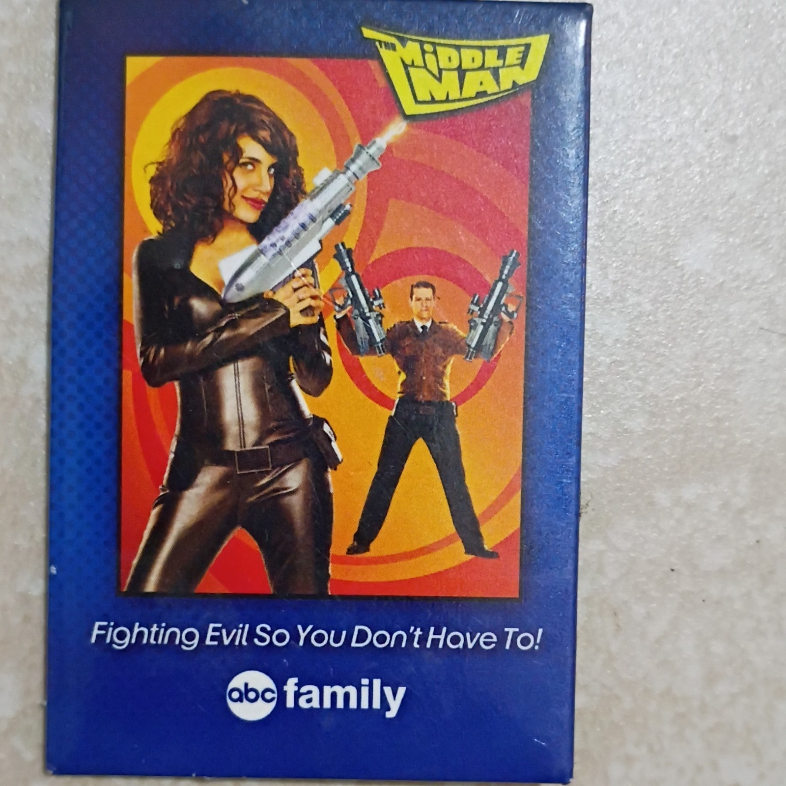 The Middleman ABC Family Pinback Button “Fighting Evil So You Don’t”
