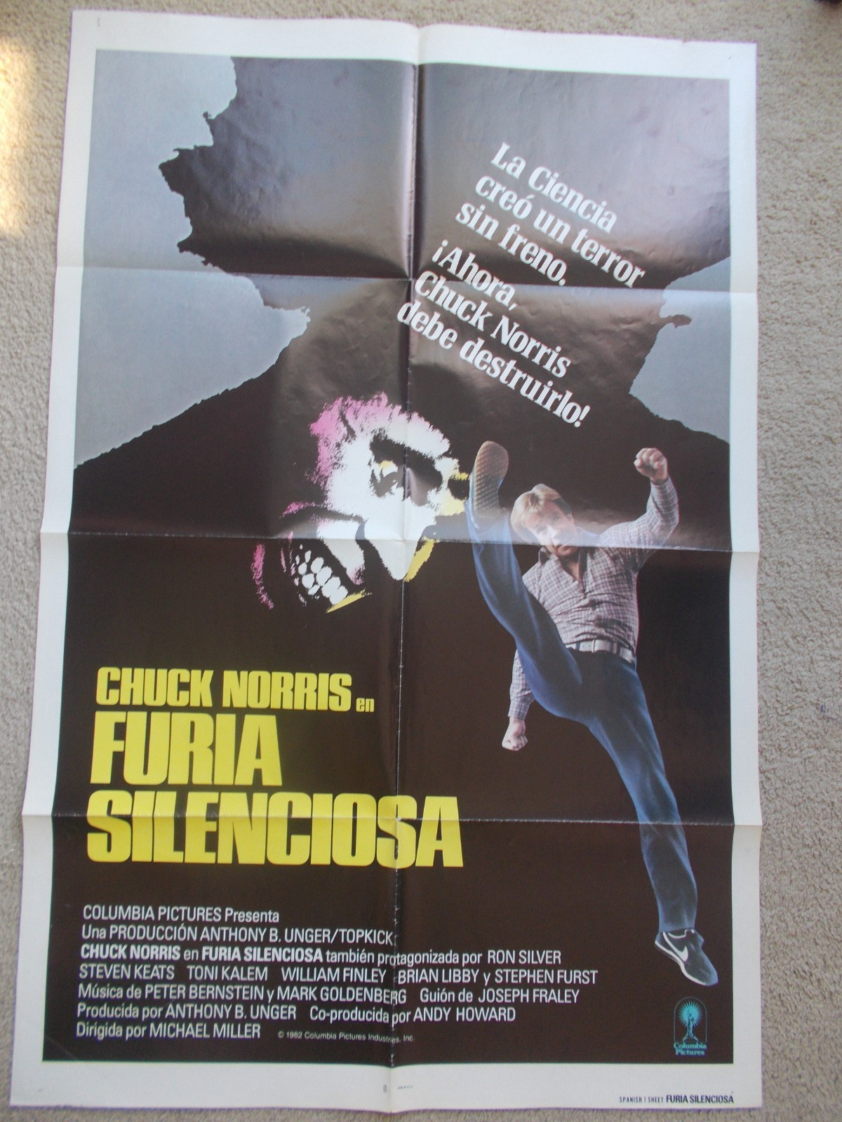 SILENT RAGE / FURIA SILENCIOSA 1982 ORIGINAL 27X41 MOVIE POSTER CHUCK NORRIS