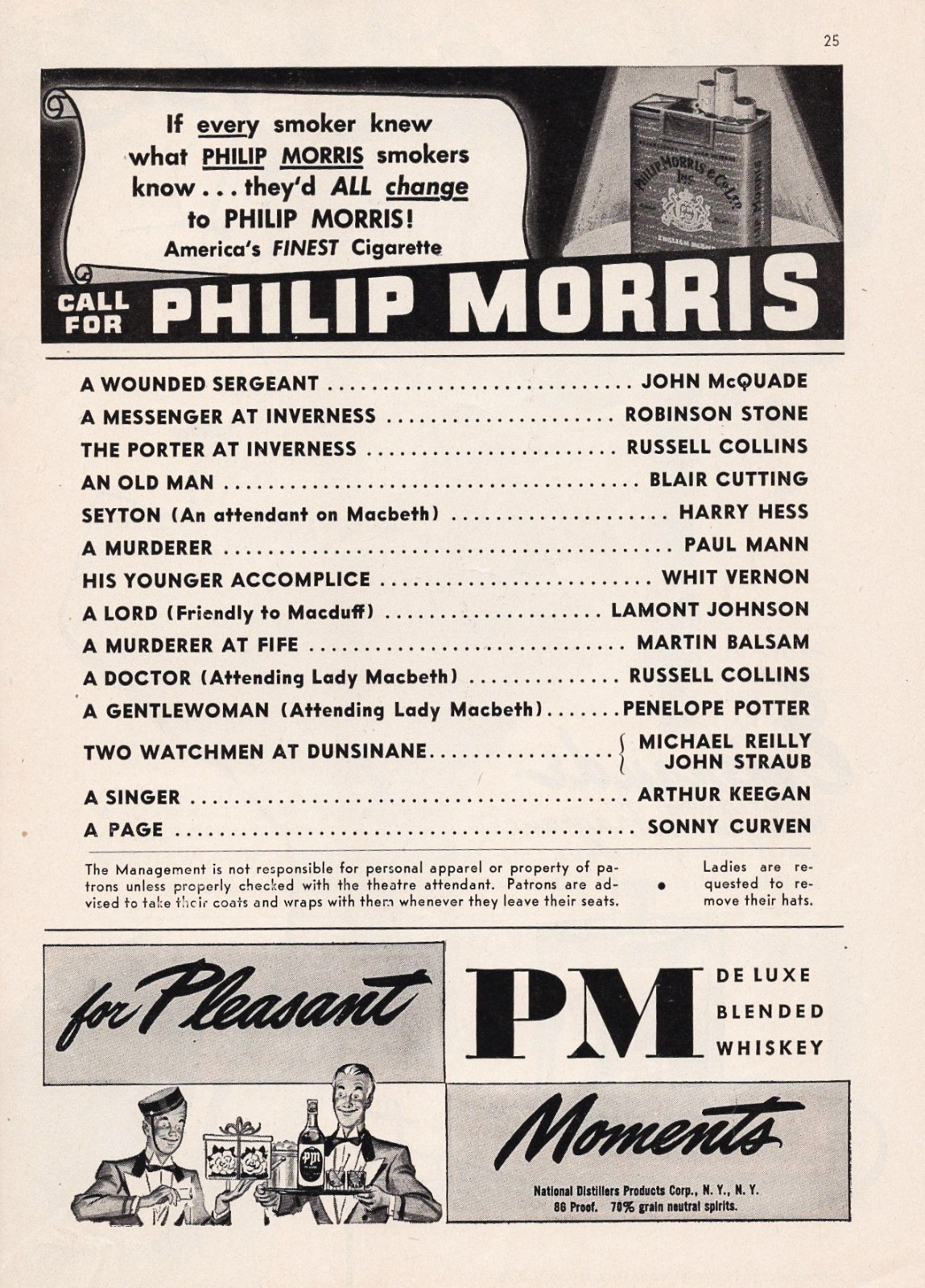 Michael Redgrave “MACBETH” Flora Robson / Julie Harris 1948 Opening Playbill