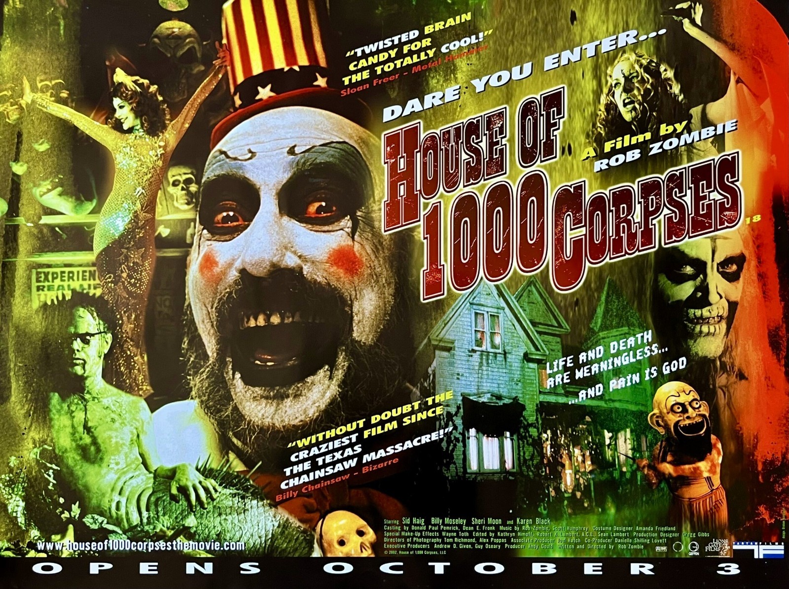 2003 House Of 1000 Corpses Movie Poster 11X17 Rob Zombie Captain Spaulding 🩸🍿