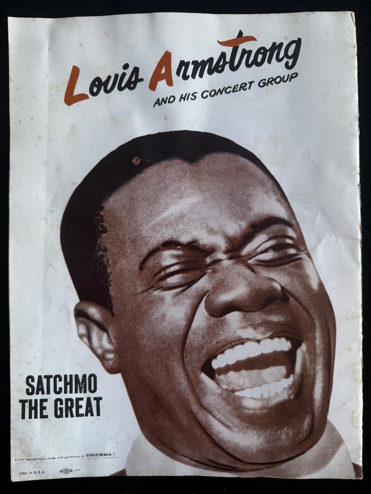 Louis Armstrong signed Concert Program JSA LOA Rare Jazz Auto Z2373